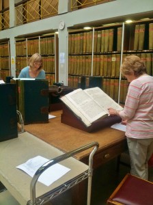 Barbara Winfield and Jennifer Kirkby at Wakefield Deeds Archives